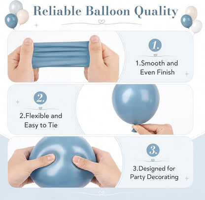 Dusty Blue White Balloons - Image 2