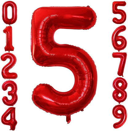 Red Foil Balloons Number 5, Huge Number Balloons by GOER