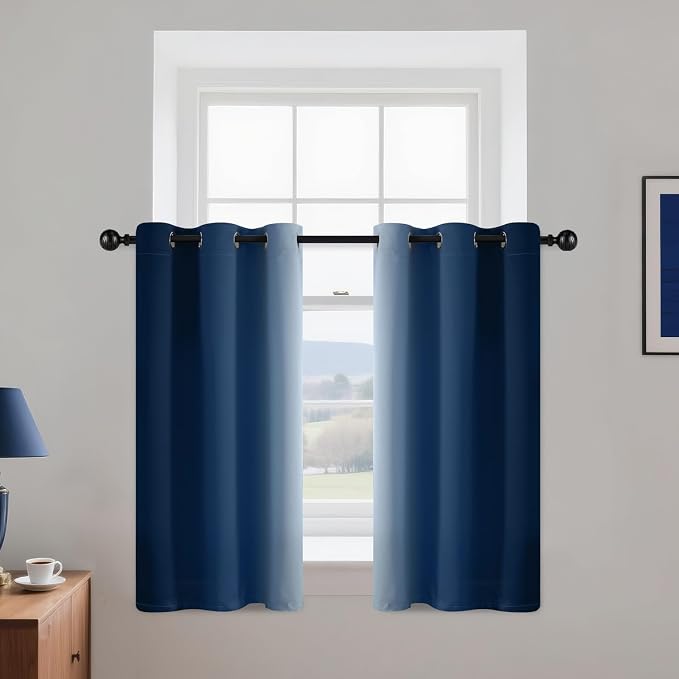 Yakamok Ombre Curtains Blue and Greyish White by Yakamok