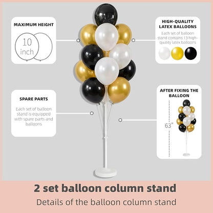 HIINS 10" Black Gold Balloon Column Kit Set of 2 - Image 3
