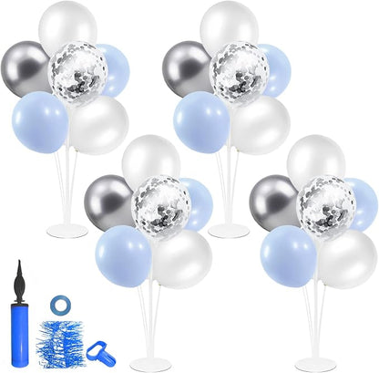ZJDHPTY 4Set Light Blue Silver Balloon Stand Table Centerpieces Party Decor | - Image 9