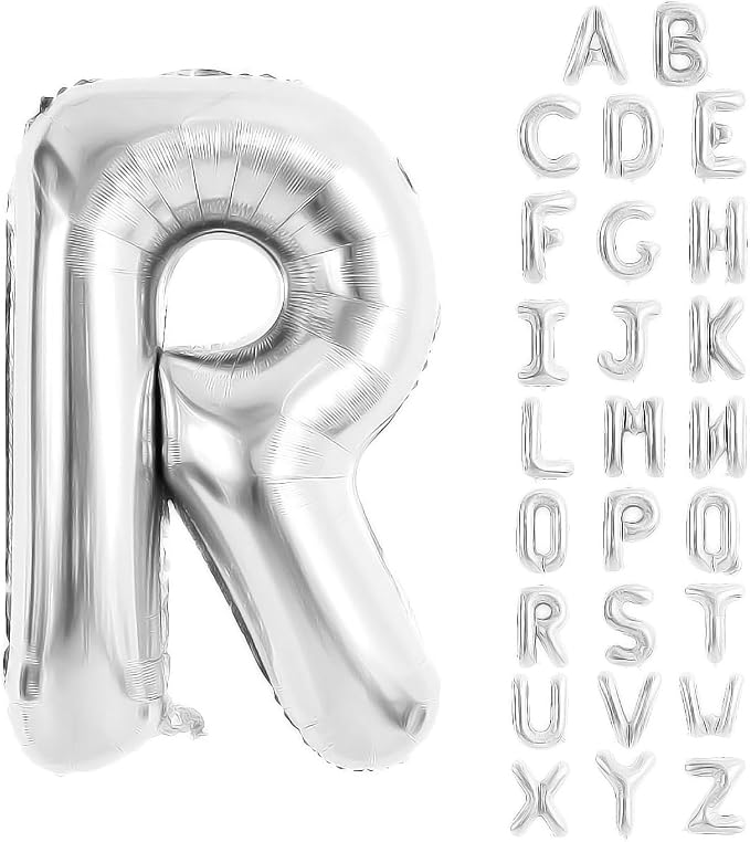Silver Letter Balloons 40 Inch Large Alphabet Balloon Letter R | Foil Mylar Big by YUNSHANGMO