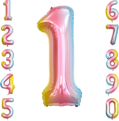 Rainbow Ombre Number 1 Balloon 40 Inch, Pastel Foil by Unknown