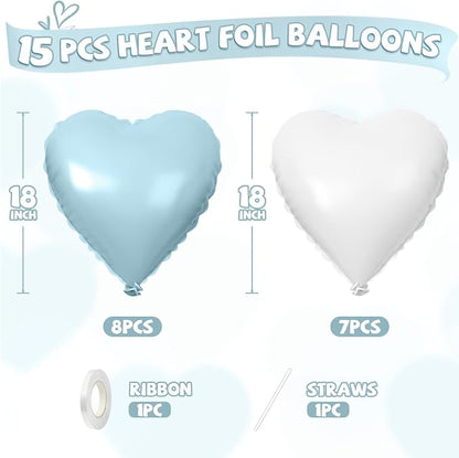 Blue White Heart Balloons - Image 2