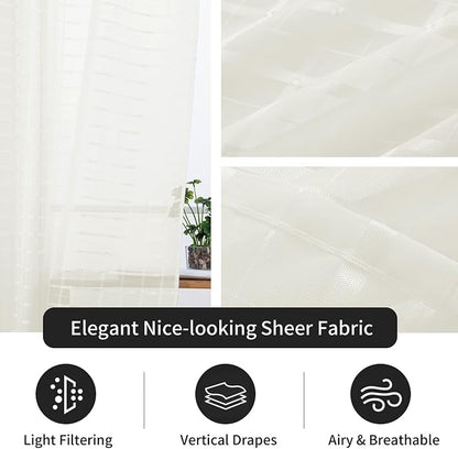 SpaceDresser Check Sheer Curtains 108 Inches Long - Image 4