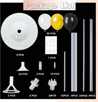 HIINS 10" Black Gold Balloon Column Kit Set of 2 - Image 2