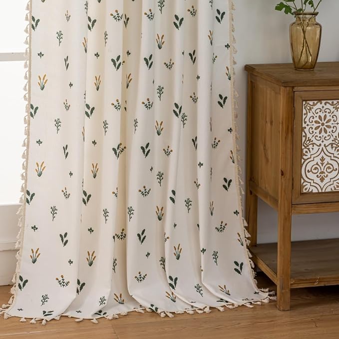 F-CHU Orange Floral Curtains for Bohemian 90 Inch Length French Country Floral - Image 3