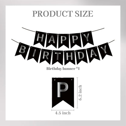 ZHENGYE Black Happy Birthday Banner - Image 2