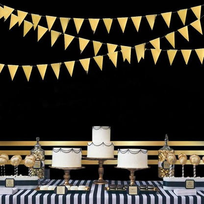 40Ft Gold Party Decoration Triangle Flag Banner Double Sided Metallic Paper - Image 5
