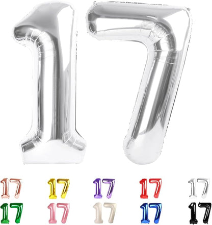 17 Balloon Numbers 40Inch for 17th Year Old Birthday Decorations, Inflation by Mluchee