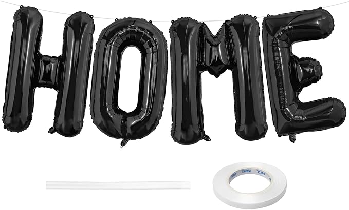 Black HOME Balloons, 40 Inch HOME Letter Balloons Home Balloon Banner by BBPOOL