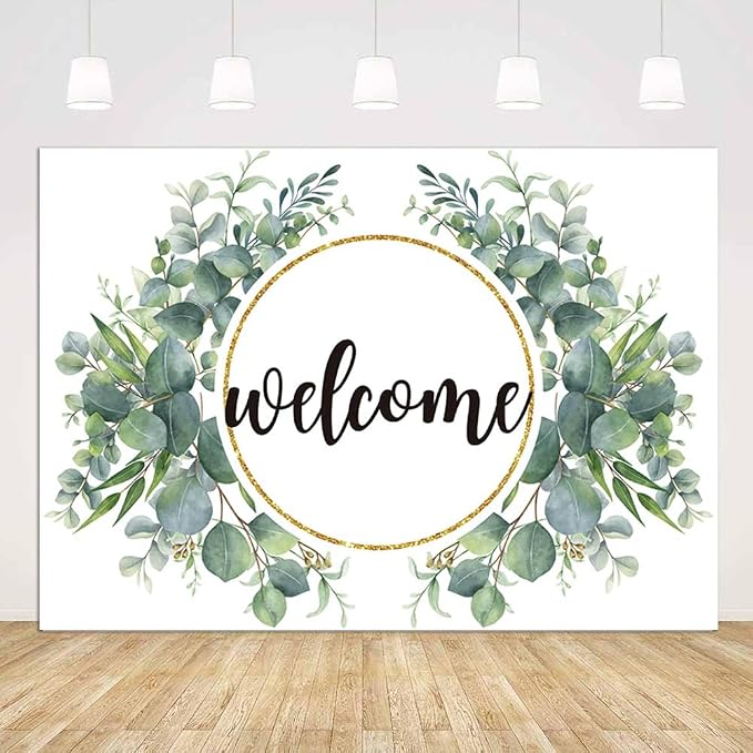 8x6ft Watercolor Greenery Leaves Housewarming Backdrop, Elegant Floral Green by Unknown