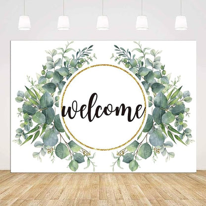 8x6ft Watercolor Greenery Leaves Housewarming Backdrop, Elegant Floral Green by Unknown