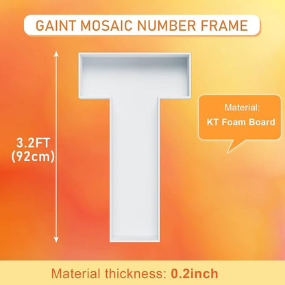 Marquee Letters 3FT Tall Mosaic Balloon Frame Pre-Cut Foam Board Letter T | - Image 2
