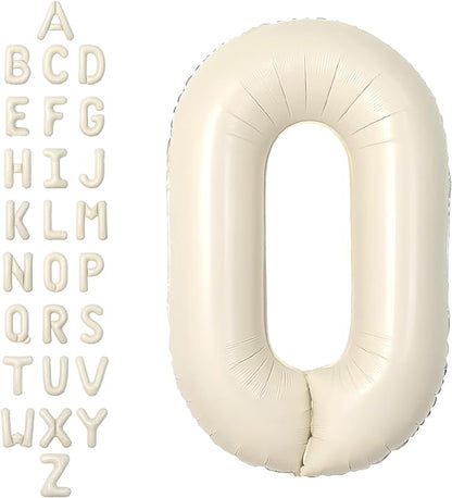 SUWEN 40 Inch Cream Large O Letter Balloons Big Foil Helium A-Z | Jumbo Mylar by SUWEN