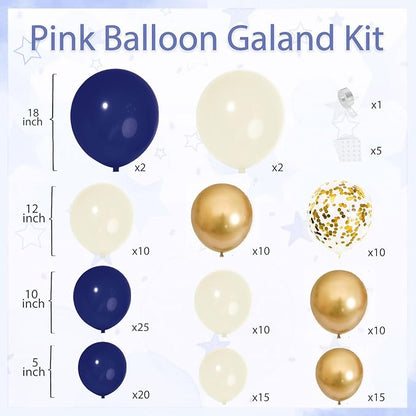 Navy Blue Gold White Sand Balloons Arch Kit, Party Decor. | Navy/Dark - Image 2