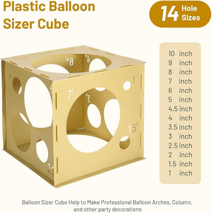 Auihiay 14 Holes Plastic Balloon Sizer Box Cube, Balloon Sizer | Yellow - Image 2