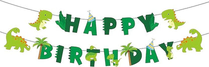 Dinosaur Birthday Banner | Green Dinosaur Birthday Party Decorations by GLASNES