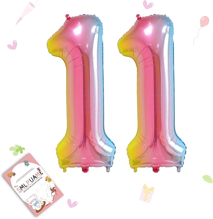 40 Inch Number Balloons 0-9 Rainbow Gradient Large Number 11 Balloons, Digital by Smlpuame