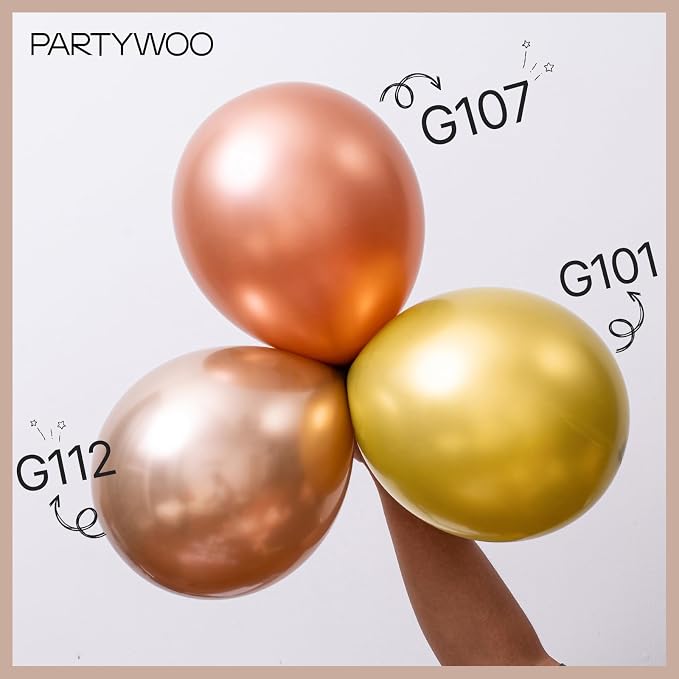 PartyWoo Metallic Rose Gold Balloons 50pcs Chrome Champagne Gold Color | 5 Inch - Image 5