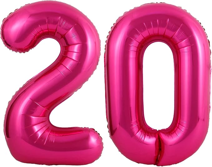 40 Inch Hot Pink 20 Number Balloons Giant 20 Balloons Hot Pink Birthday 20 by LHOAVWE