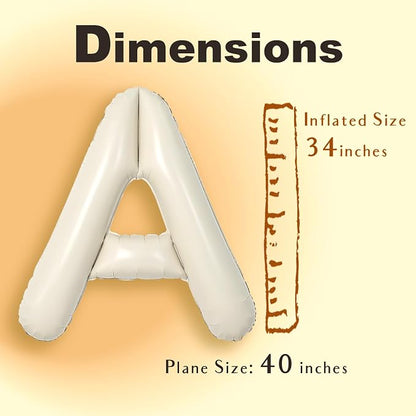 SUWEN 40 Inch Cream Large A Letter Balloons Big Foil Helium A-Z | Jumbo Mylar - Image 6