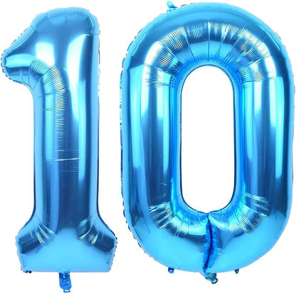 TONIFUL 40 Inch Blue Number 10 Balloon Large Foil 10th Birthday Decorations | by TONIFUL