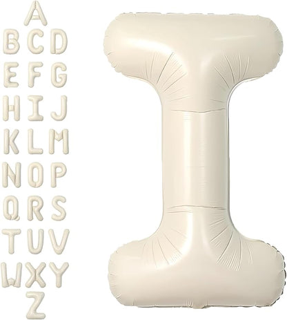 SUWEN 40 Inch Cream Large I Letter Balloons Big Foil Helium A-Z | Jumbo Mylar by SUWEN