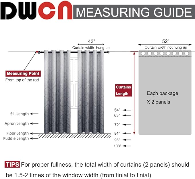 DWCN Grey Ombre Room Darkening Curtains - Image 7