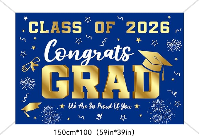 Graduation Decorations 2026 Blue and Gold Set, Congrats Grad Decor Set - Image 6