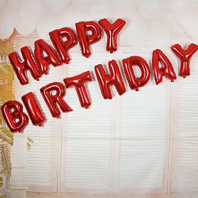 TONIFUL Red Happy Birthday Balloons Banner Decorations - Image 7