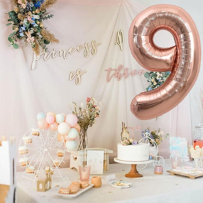 TONIFUL 40 Inch Rose Gold Large Numbers Balloons 0-9, Number 9 Digital 9 Helium - Image 4