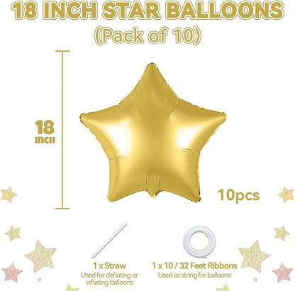 Gold Star Foil Balloons, 18 Inch Metallic Stars Balloon - Image 2