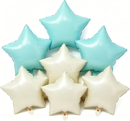 Pastel Blue Sand White Star Balloons 18 Inch - Image 7