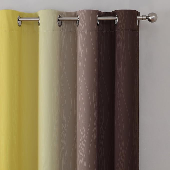 Brown and Yellow Gradient Blackout Curtains - Image 4