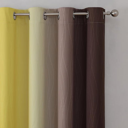 Brown and Yellow Gradient Blackout Curtains - Image 4