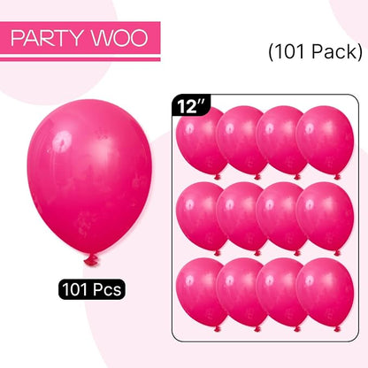 PartyWoo Hot Pink Balloons 101pcs Magenta Fuchsia Color 12 Inch | Balloons - Image 6