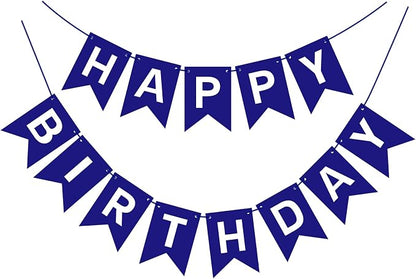 Pre-Strung Navy Blue Happy Birthday Banner Signs Party Decorations by PatiCool