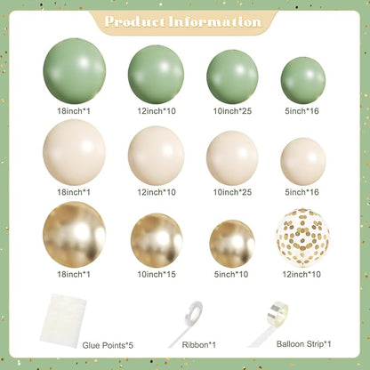 Sage Green Gold Balloons Arch Kit - Image 4