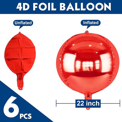 6pcs Red Foil Balloons 22inch Round Balloons - Image 3