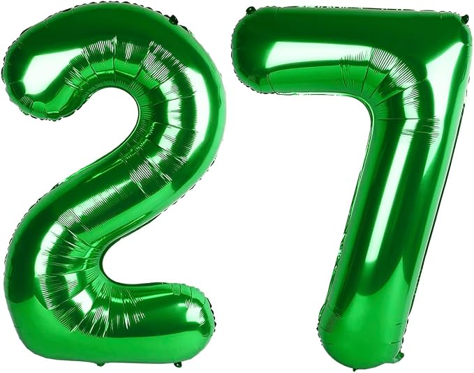 27 Balloon - Green Birthday Number Balloons, 40 Inch Decorations Men Women | by ALPHADELTAPI