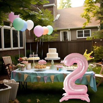 42 Inch Crown Pink Number Balloon, Number 1 Balloon - Image 4