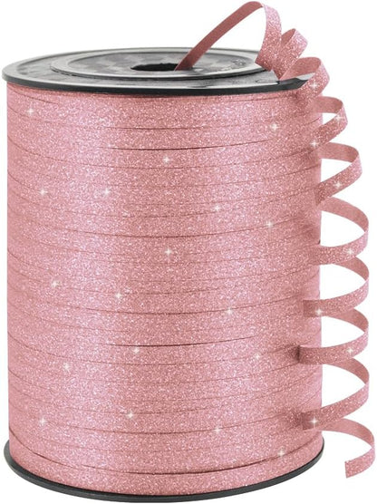 Pink Glitter Curling Ribbon, 1/5" Wide x 500 Yards Christmas Curling Ribbons by KMERLIFE
