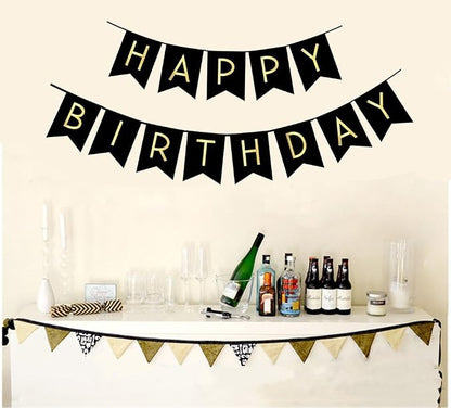 Fecedy Black Happy Birthday Bunting Banner - Image 2