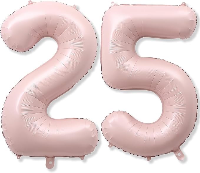 Pastel Pink 25 Balloon Number for Girls, Big Light Blush Pink Foil 2 & 5 Helium by KAINSY