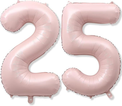 Pastel Pink 25 Balloon Number for Girls, Big Light Blush Pink Foil 2 & 5 Helium by KAINSY