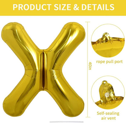 TONIFUL 40 Inch Large Gold Letter X Foil Balloons Alphabet Balloons | Giant - Image 2