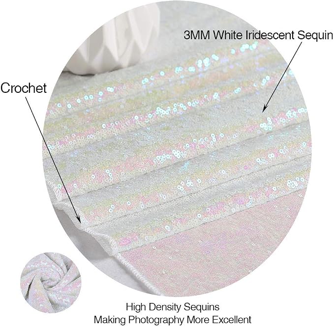 Eternal Beauty White Iridescent 3mm Sequin Backdrop 6x6 Ft - Image 7