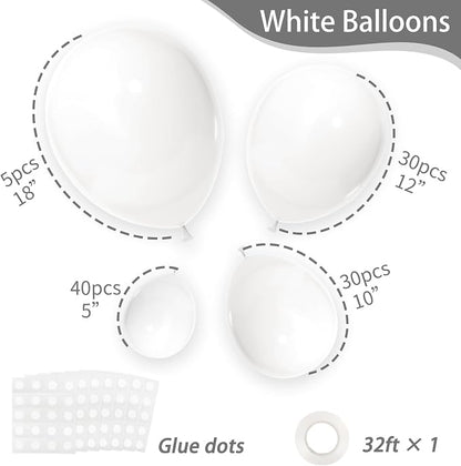 RUBFAC White Balloons Different Sizes 105pcs 5/10/12/18 Inch - Image 2