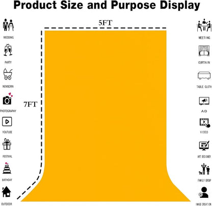 Yellow Photography Backdrop for Photoshoot, Fabric 8x10ft | Polyester Studio - Image 3